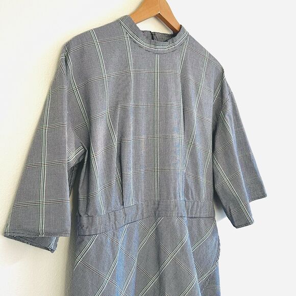 Who What Wear Sz XL Micro Houndstooth Asymmetrical Dress Preppy Career Modest - Picture 8 of 15